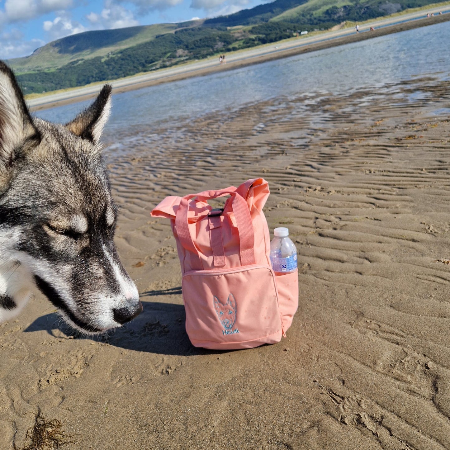 Personalised line portrait dog backpack