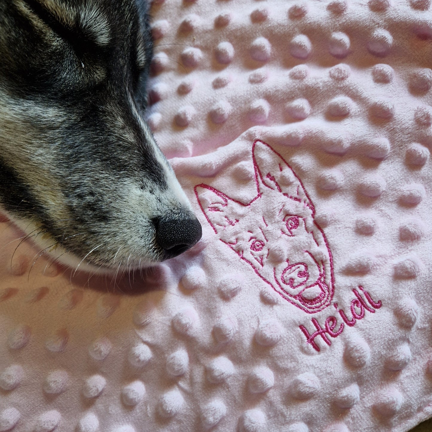 Personalised line portrait dog blanket