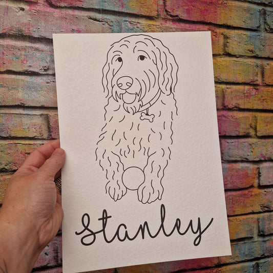 Personalised line portrait dog print